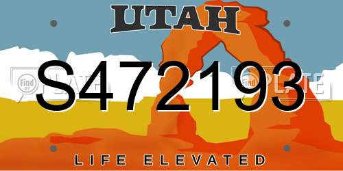 S472193 Utah License Plate