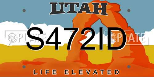 S472ID Utah License Plate
