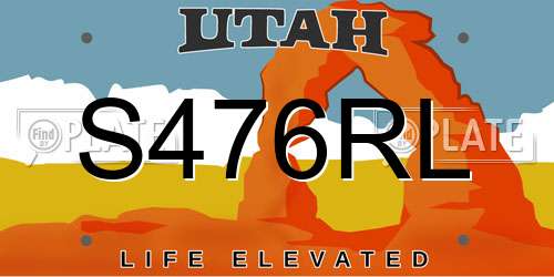 S476RL Utah License Plate