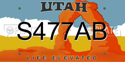 S477AB Utah License Plate