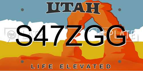 S47ZGG Utah License Plate