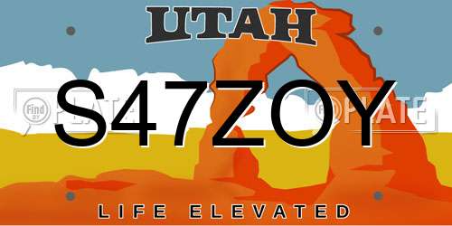 S47ZOY Utah License Plate