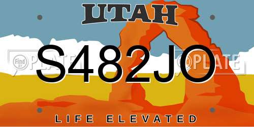 S482JO Utah License Plate