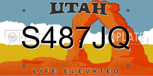 S487JQ Utah License Plate