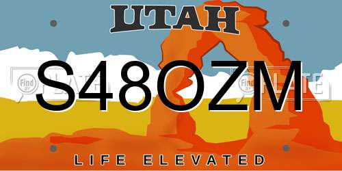 S48OZM Utah License Plate