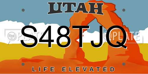 S48TJQ Utah License Plate