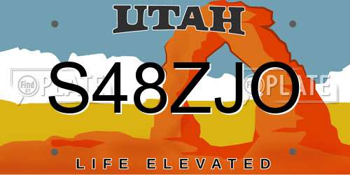 S48ZJO Utah License Plate