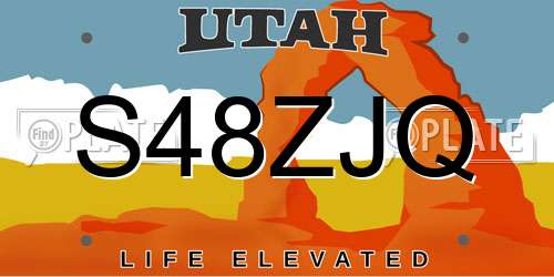 S48ZJQ Utah License Plate