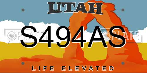 S494AS Utah License Plate