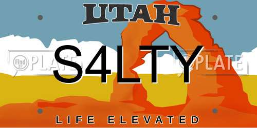 S4LTY Utah License Plate