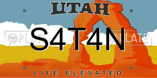 S4T4N Utah License Plate