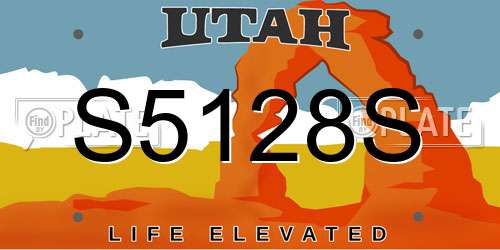 S5128S Utah License Plate