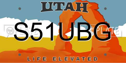 S51UBG Utah License Plate