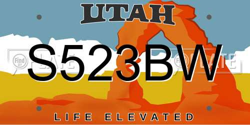 S523BW Utah License Plate