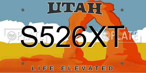 S526XT Utah License Plate
