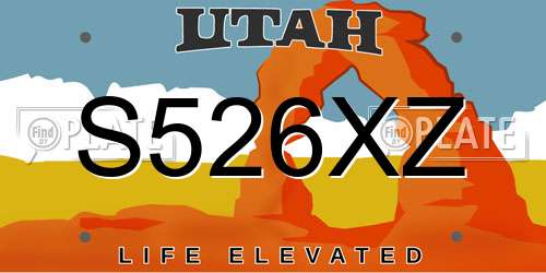 S526XZ Utah License Plate
