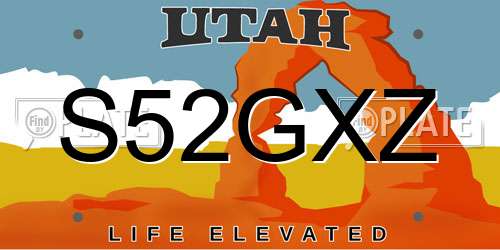 S52GXZ Utah License Plate