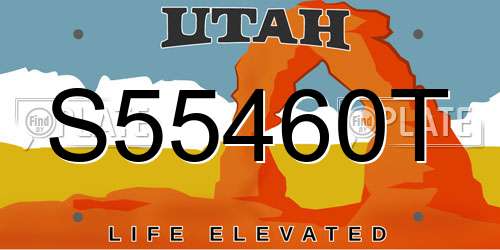 S55460T Utah License Plate
