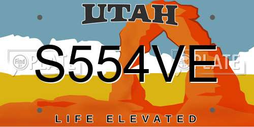 S554VE Utah License Plate