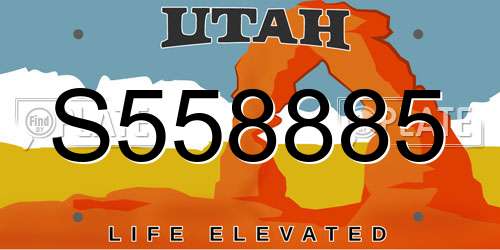S558885 Utah License Plate