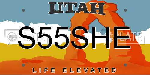 S55SHE Utah License Plate