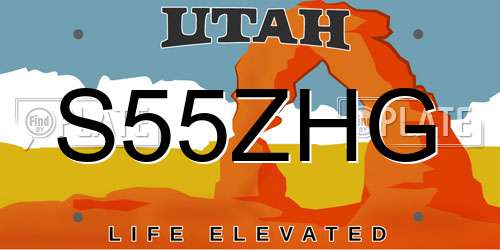 S55ZHG Utah License Plate