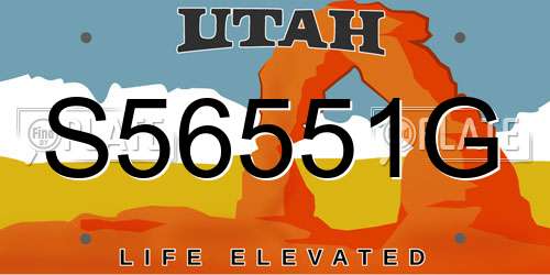 S56551G Utah License Plate