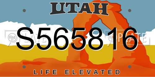 S565816 Utah License Plate