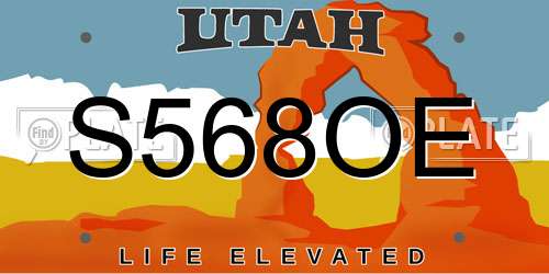 S568OE Utah License Plate