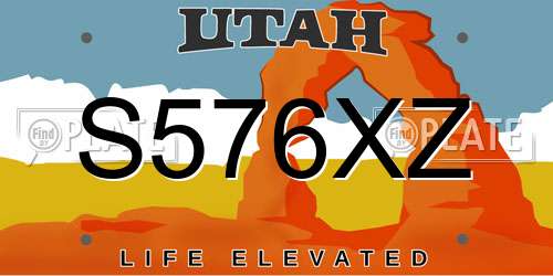 S576XZ Utah License Plate