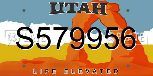 S579956 Utah License Plate