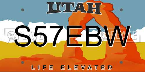 S57EBW Utah License Plate