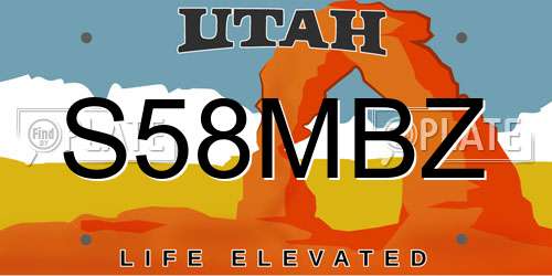 S58MBZ Utah License Plate