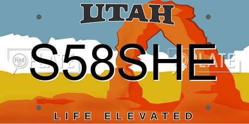 S58SHE Utah License Plate