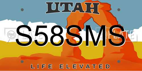 S58SMS Utah License Plate