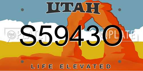 S5943O Utah License Plate