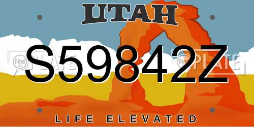 S59842Z Utah License Plate