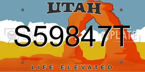 S59847T Utah License Plate