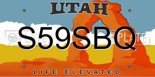 S59SBQ Utah License Plate