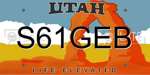 S61GEB Utah License Plate