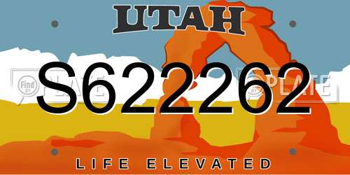 S622262 Utah License Plate
