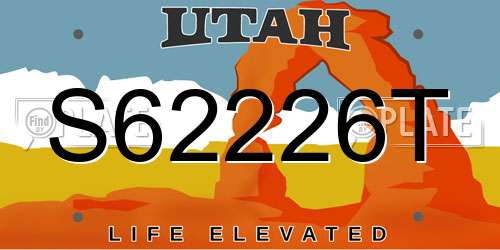 S62226T Utah License Plate