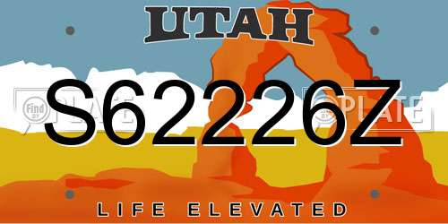 S62226Z Utah License Plate