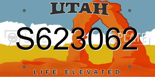 S623062 Utah License Plate