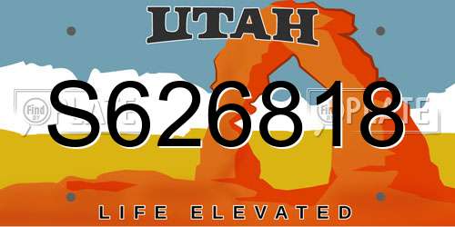 S626818 Utah License Plate