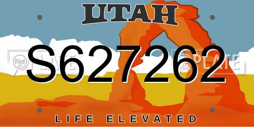 S627262 Utah License Plate