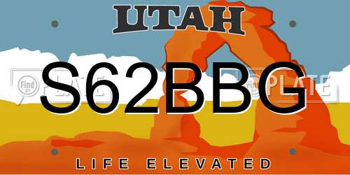 S62BBG Utah License Plate