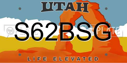 S62BSG Utah License Plate