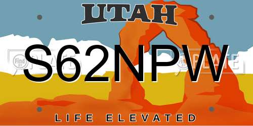 S62NPW Utah License Plate