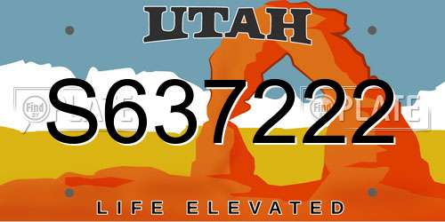 S637222 Utah License Plate
